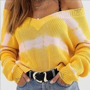 Skylar Rose tie dye knitted sweater with the distressed details